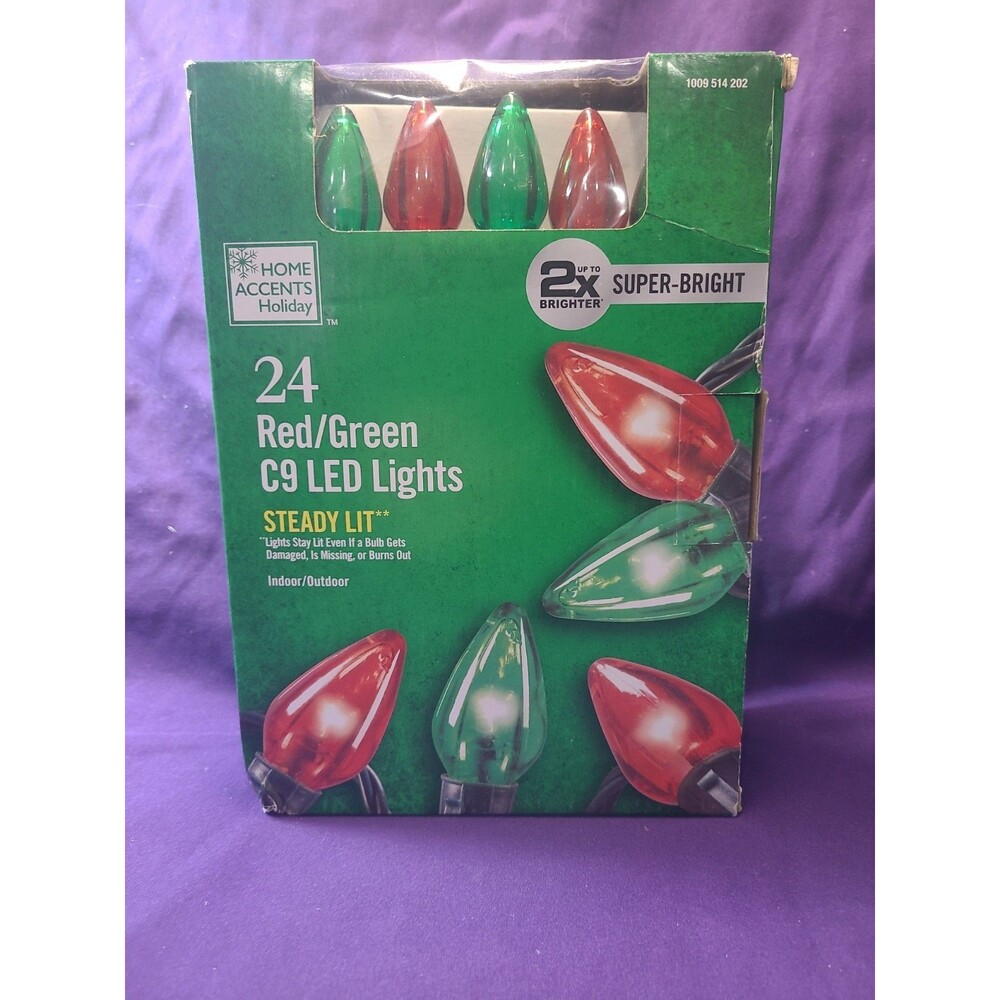 New Home Accents Holiday Red/Green C9 LED Steady Lit Super Bright Lights